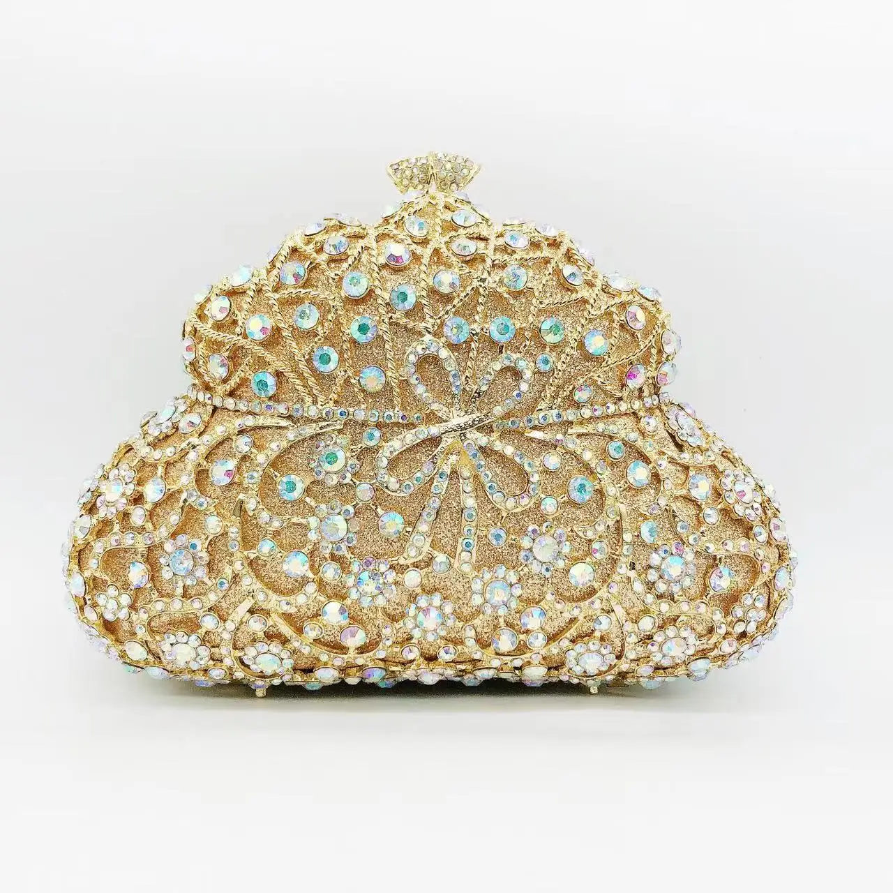 Hollow Rhinestone Tassel Clutch