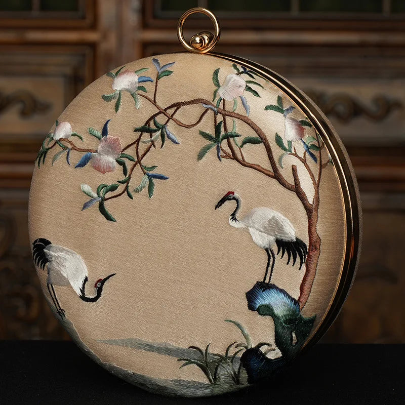 Embroidered Circular Mini Bag