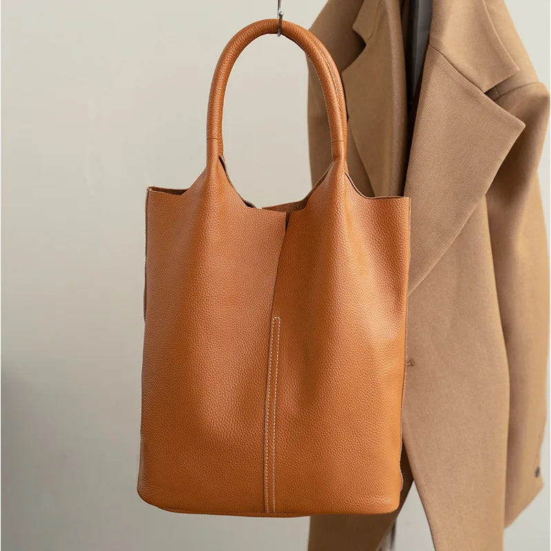 Soft Cowhide Bucket Tote
