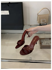 Patent Open Toe Mules