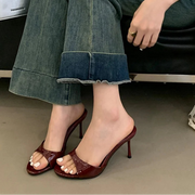Patent Open Toe Mules