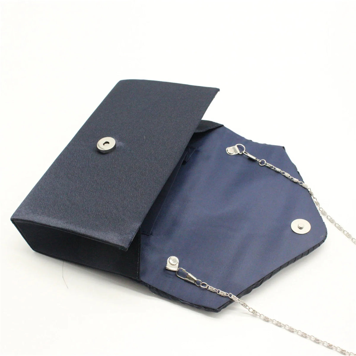 Satin Rhinestone Envelope Clutch