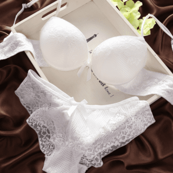Bra modesty panel with lace
